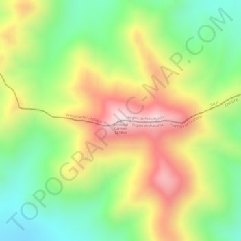 Mappa topografica Cerro del Carmen, altitudine, rilievo