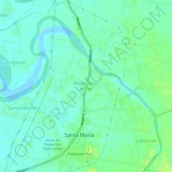 Mappa topografica Maynganay Norte, altitudine, rilievo