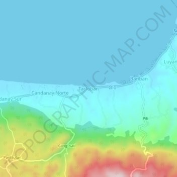 Mappa topografica Tacloban, altitudine, rilievo