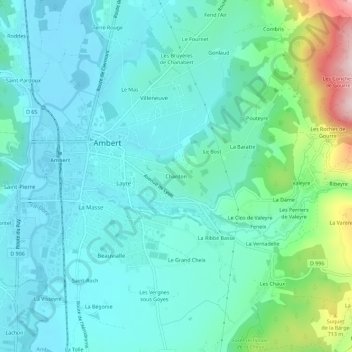 Mappa topografica Chardon, altitudine, rilievo