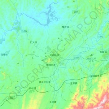 Mappa topografica 桂阳县, altitudine, rilievo