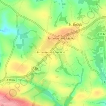 Mappa topografica Chapel Town, altitudine, rilievo