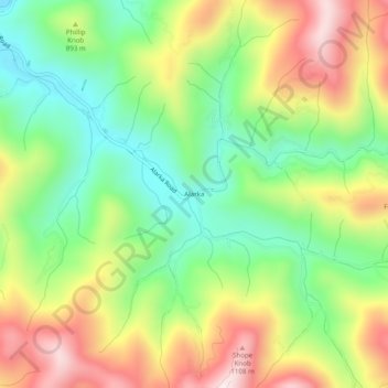 Mappa topografica Alarka, altitudine, rilievo