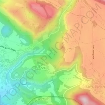 Mappa topografica Sinizzo, altitudine, rilievo