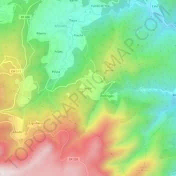 Mappa topografica Fuste, altitudine, rilievo