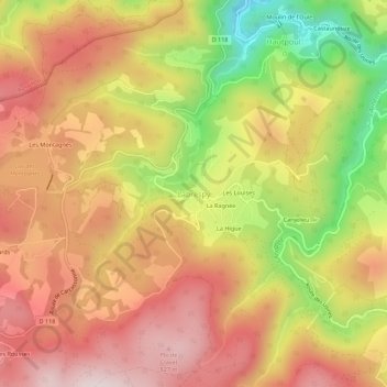 Mappa topografica Labrespy, altitudine, rilievo