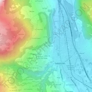 Mappa topografica La Torche, altitudine, rilievo