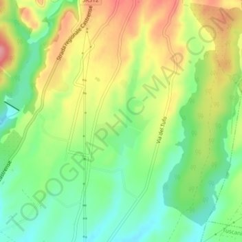 Mappa topografica Morgantina, altitudine, rilievo