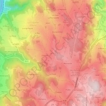 Mappa topografica La Forêt, altitudine, rilievo