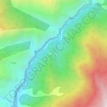 Mappa topografica Salang, altitudine, rilievo