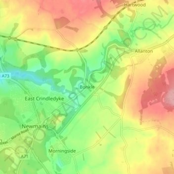 Mappa topografica Bonkle, altitudine, rilievo