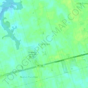 Mappa topografica 2 de Mayo, altitudine, rilievo