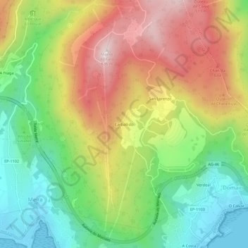 Mappa topografica Carballido, altitudine, rilievo