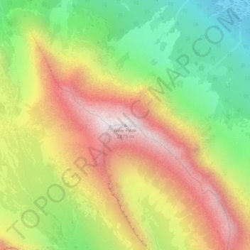 Mappa topografica Bow Peak, altitudine, rilievo