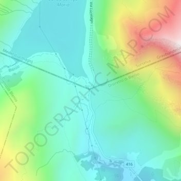 Mappa topografica Col du Lukmanier, altitudine, rilievo