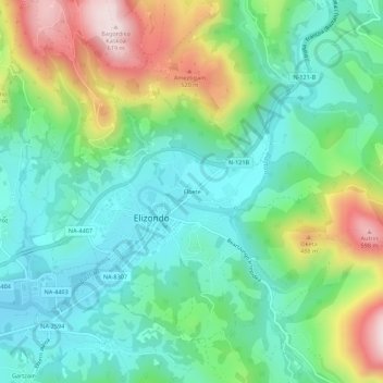 Mappa topografica Elbete, altitudine, rilievo