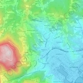 Mappa topografica Maggiano, altitudine, rilievo