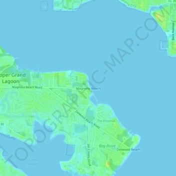 Mappa topografica Magnolia Beach, altitudine, rilievo