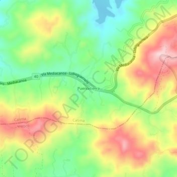 Mappa topografica Puentetierra, altitudine, rilievo