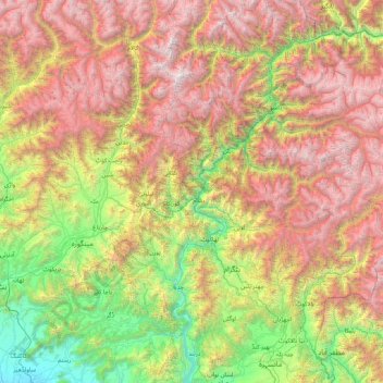 Mappa topografica Shangla, altitudine, rilievo