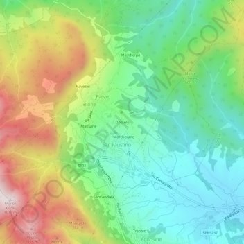 Mappa topografica Dossolo, altitudine, rilievo