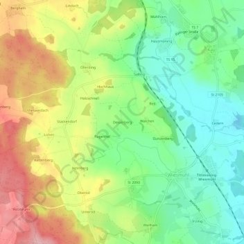 Mappa topografica Deisenberg, altitudine, rilievo