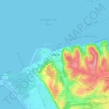 Mappa topografica Trafaria, altitudine, rilievo