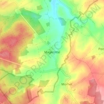 Mappa topografica Magerotte, altitudine, rilievo