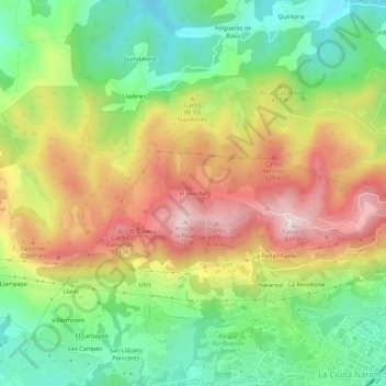 Mappa topografica El Pevidal, altitudine, rilievo