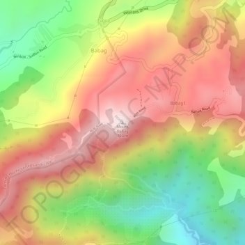Mappa topografica Mount Babag, altitudine, rilievo