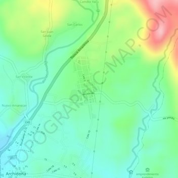 Mappa topografica Rukullacta, altitudine, rilievo