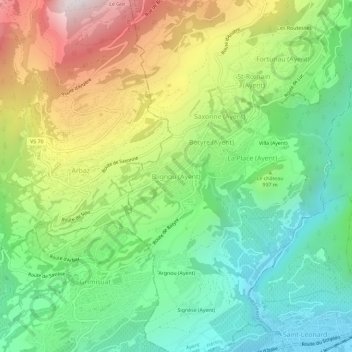 Mappa topografica Blignou (Ayent), altitudine, rilievo