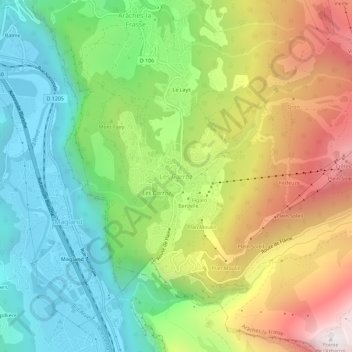 Mappa topografica Les Carroz, altitudine, rilievo
