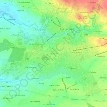 Mappa topografica La Buzenière, altitudine, rilievo