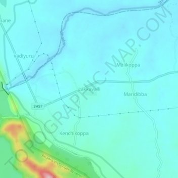 Mappa topografica Lakkavalli, altitudine, rilievo