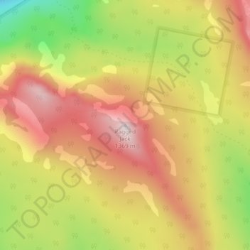 Mappa topografica Ragged Jack, altitudine, rilievo