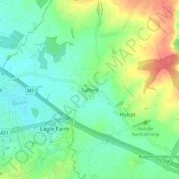 Mappa topografica Salford, altitudine, rilievo