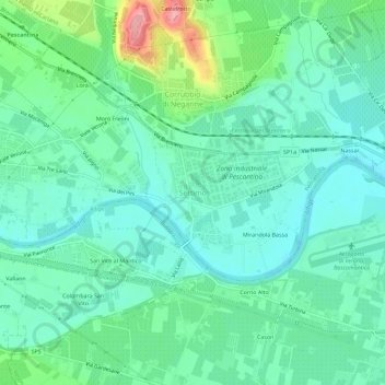 Mappa topografica Settimo, altitudine, rilievo