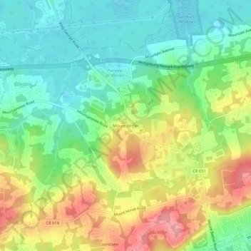 Mappa topografica Mount Bethel, altitudine, rilievo