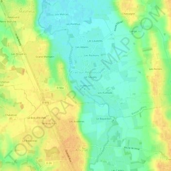 Mappa topografica Le Moulin, altitudine, rilievo