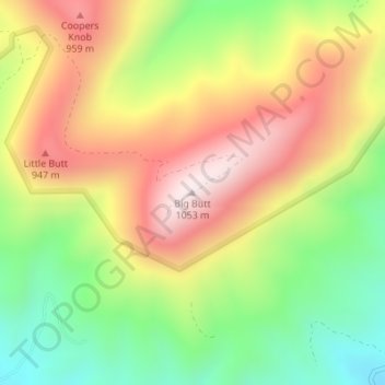 Mappa topografica Big Butt, altitudine, rilievo