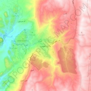 Mappa topografica Petra, altitudine, rilievo