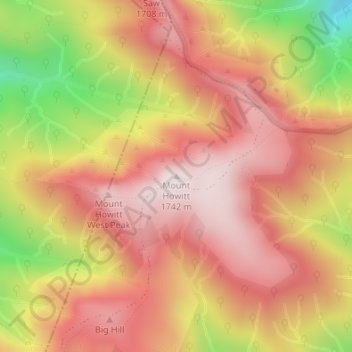 Mappa topografica Mount Howitt, altitudine, rilievo