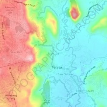 Mappa topografica May-Iba, altitudine, rilievo