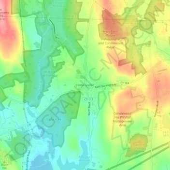 Mappa topografica Center Groton, altitudine, rilievo