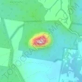 Mappa topografica Mount Beerwah, altitudine, rilievo