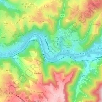Mappa topografica Gours, altitudine, rilievo