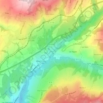 Mappa topografica Le Plot, altitudine, rilievo