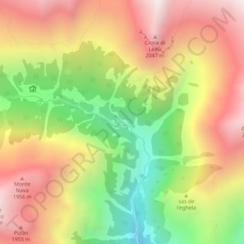 Mappa topografica Raggio, altitudine, rilievo