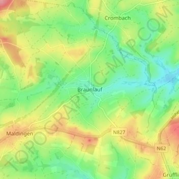 Mappa topografica Braunlauf, altitudine, rilievo